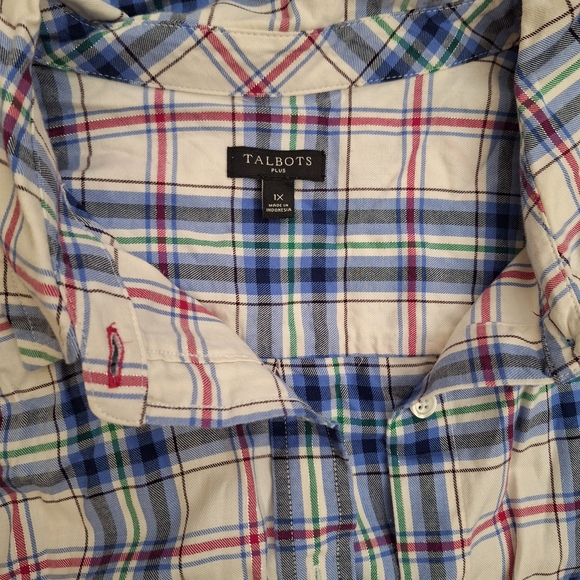 Talbots Shimmery Plaid Button-Up Shirt - Picture 5 of 6